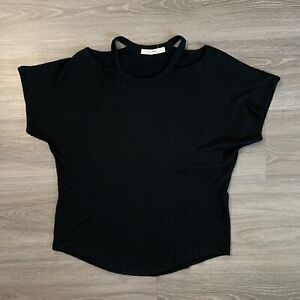 Rag & Bone/Jean Cold Shoulder Sweater Womens Small Black Short Sleeve Stretch