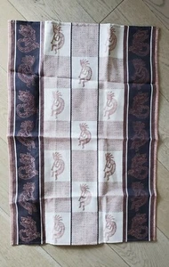 Kay Dee Linen Blend Brown, Black White Tea Towel; Tribal Print - NEW - Picture 1 of 4