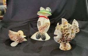 Vtg 3 Shell Animals Frog Duck Fish All Made From Shells - Picture 1 of 19