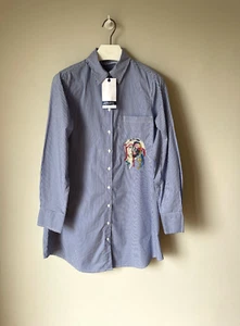 ZARA SHIRT DRESS Blue Striped Classic Style Emboidered Pocket M / UK 12 💖 BNWT - Picture 1 of 8