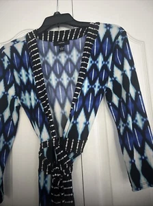 Alfani Womens Wrap Dress Size S Black W Shades Of Blue Brand New Without Tag - Picture 1 of 3