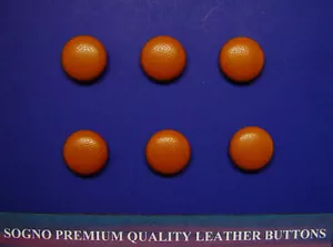 6 MADE IN USA 15 MM aged cognac (dark tan) color SOFT LEATHER BUTTONS metal loop - Picture 1 of 7