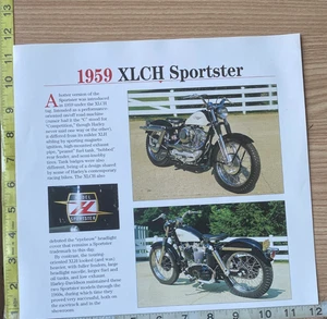 Harley Davidson 1959 XLCH Sportster Motorcycle Book Photograph - Picture 1 of 1