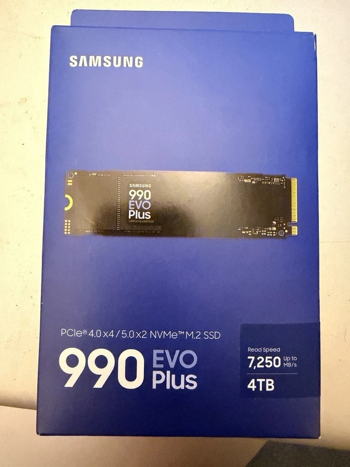 4TB Samsung 990 EVO Plus SSD 4TB PCIe Gen 4x4 Gen 5x2 - MZ-V9S4T0B/AM -