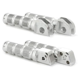 Argento CNC Anodizzato Anteriore + Posteriore Piede Pegs per Kawasaki ZX6R ZX9R - Picture 1 of 5