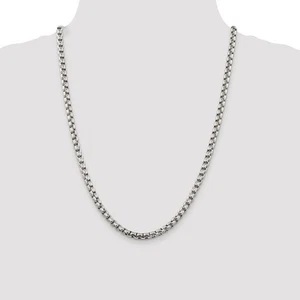 Sterling Silver Rhodium-plated 5.2mm Round Box Chain - Picture 1 of 4