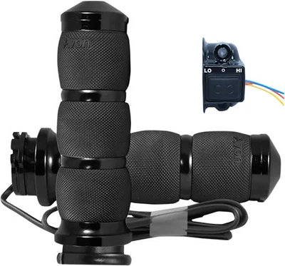 Avon Heated Grips Velvet Air Cable Blk Anodized for Dyna Street Bob 06-17 Foto 1 de 4