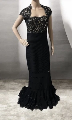 TADASHI SHOJI Lace&Pintuck  Elegant Evening Gown Formal Maxi Mermaid Women Sz 8 - Image 1 of 4