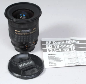 NIKON AF NIKKOR 18-35MM F/3.5-4.5 D ED LENS W CAPS AND MANUAL CLEAN & WORKING - Picture 1 of 5