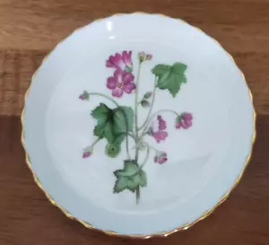 Minton England Bone China Teebeutel/Butter Pat Untersetzer Floral mit Goldrand - Bild 1 von 7