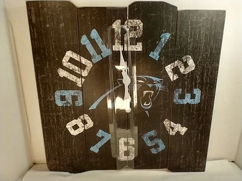 *NEW* Officially Licensed NFL Carolina Panthers Wall Clock Rustic Wood Cover