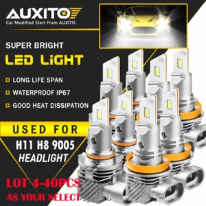 2-40PC 9005 H11 LED Combo Headlight Fog Light Kit High Low Beam Bulb White 6000K - Picture 1 of 42