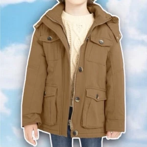 NWT WenVen Boys M 10-12 Hooded Faux Fur Lined Surplus Barn Coat Utility Gorpcore - Picture 1 of 12
