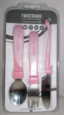 H074 - Twistshake - Esslern-Besteck aus Edelstahl - 3er Set Rosa - NEU