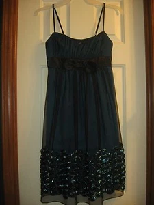 ~Ruby Rox~ Dressy/Church/Party/Prom Turquise w" Black Lace Overlay Dress,Size 5  - Picture 1 of 4
