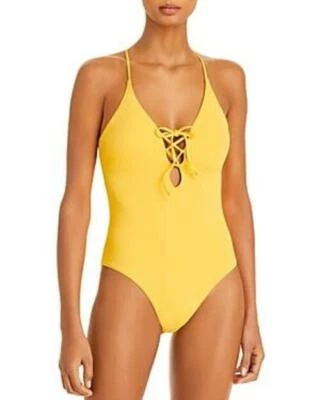 Precio de venta sugerido por el fabricante $98 Aqua Swim con cordones una pieza amarillo talla grande (manchado) Foto 1 de 3