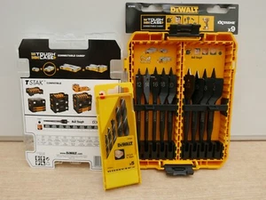 DeWALT DT70751 9PCE FLAT WOOD DRILL BIT SET 12MM - 32MM + DT4535 BRAD BIT SET - Picture 1 of 3