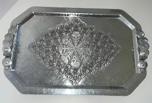 Continental Silverlook #556 Hand Wrought Serving Tray DAISIES Hammered Aluminum - Picture 1 of 14