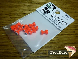 HARELINE DOUBLE PUPIL BRASS EYES ORANGE LARGE - NEW FLY TYING MATERIALS - Picture 1 of 1