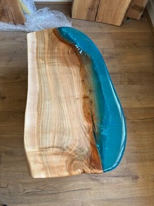 Handmade Waney edge/live edge Cherry & Resin 'Coral Reef' Coffee Table - Picture 1 of 19