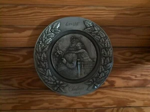 1975 Pewter Plate Christmas Caught Limited Ed International Silver Co. Rare - Picture 1 of 2
