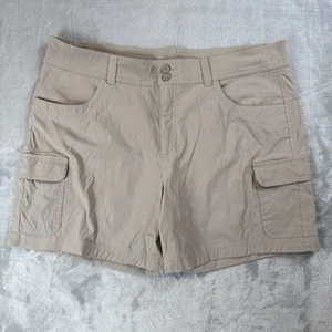 Eddie Bauer Shorts Women's 16 Beige Summer Trail Pockets Chino Nylon Hiking - Picture 1 of 6