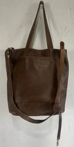 WP Standard The Oversized Leather Tote Bag Dark Brown Carryall - Picture 1 of 12