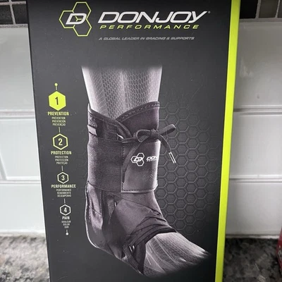 DonJoy Prevention 系带踝带 M/中号黑色 8 肩带 — 第 1/2 张图片