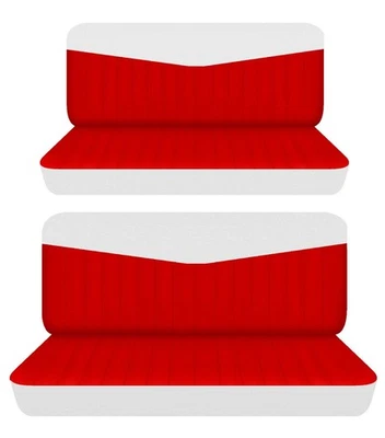 Fits 1959 to 1968 Chevy Impala 4 Door Front and Rear bench seat covers red white - Image 1 of 4