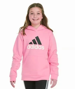 ADIDAS Girls Pullover Hoodie Pink Fleece Size Medium 10/12 NWT - Picture 1 of 4