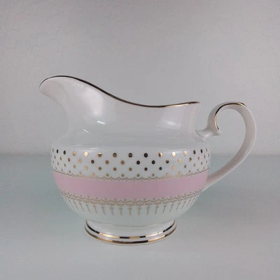 Grace's Teaware Crema Rubor Rosa Rayas Dorado Pin Acentos Porcelana Fina Foto 1 de 4
