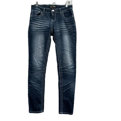 JEANS Azul Denim PIERNA AJUSTADA TIRO BAJO Bolsillos Adornados JEANS Talla 9 Foto 1 de 4