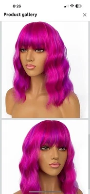 Peluca - Lo último Rosa Sintético Pelo Ondulado con Flequillo Mujeres’s Cosplay Pelucas Fiesta Foto 1 de 4