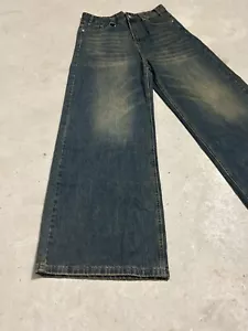 y2k vintage baggy Dark blue washed wide leg faded skater denim jeans 2000s-30in - Picture 1 of 7
