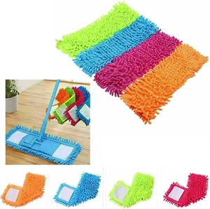 2 X Green Microfibre MOP PAD -Chenille Noodle Mop Head, Wet or Dry Mop Refill, S - Picture 1 of 12