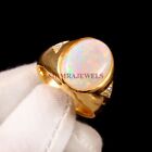 Fire Opal Gemstone with Gold Plated 925 Sterling Silver Ring for Men's #885