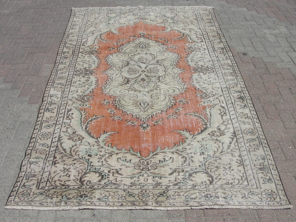 turkish floor rug, hall rug, turkish area rug, decorative boho rug, - Image 1 of 4