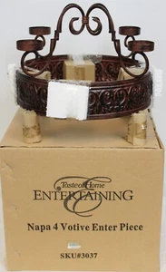 Taste of Home Napa 4 Votive Enter Plate Candle Centerpiece Rubbed Brown #3037 - Picture 1 of 9