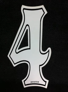 Large NOS White Black ZERONINE Number 4 Old School BMX Plate Decal Sticker Haro - Picture 1 of 1