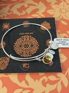 ALEX AND ANI Swarovski Color Bangle Bracelet NOVEMBER BIRTHSTONE SILVER NWT! - Picture 1 of 3