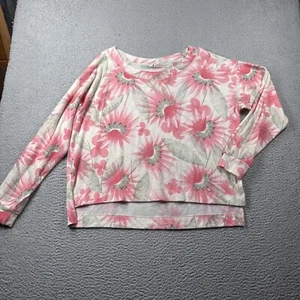 Floreat Anthropologie Top Womens M Floral Oversized Boxy Brush Fleece Lagenlook - Picture 1 of 11