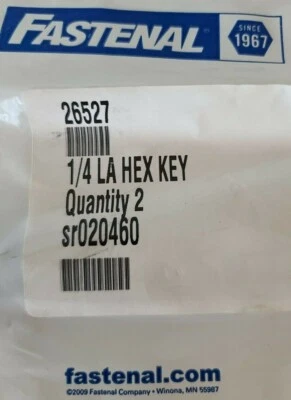 2pc Hex Key Allen Key Wrench 1/4 Long Arm- Fastenal Industrial  - Image 1 of 2