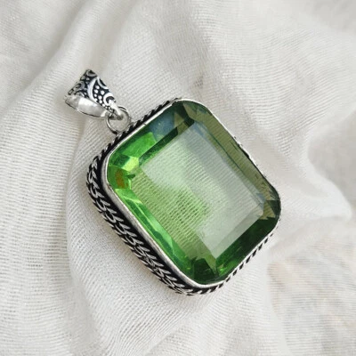 Wonderfull Peridot Topaz Gemstone 925 Sterling Silver Handmade Pendant S-38 - Image 1 of 4