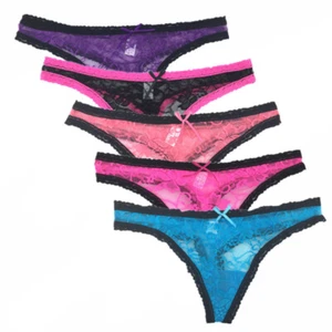5 Pcs Lot Womens Sexy Floral Lace Thongs Panties Thin G-string Underwear,S M L - Picture 1 of 9