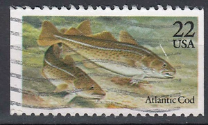 USA Briefmarke gestempelt 22c Atlantic Cod Fisch Tier aus Markenheft / 1497 - Bild 1 von 1