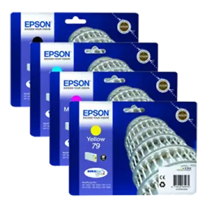 Juego de 4 cartuchos de tinta de impresora originales Epson 79 Epson C13T79154010 torre de tinta Pisa - Imagen 1 de 1