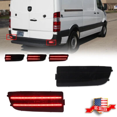 Smoked LED Rear Bumper Reflectors Tail Signal Lights For 07-18 Benz Sprinter W90 - Image 1 of 4
