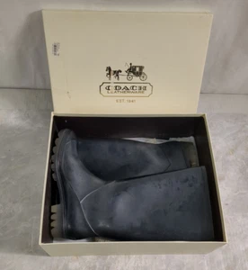 Coach Pixy Knit Mesh Black Rubber Mid-Calf Waterproof Rain Boots w/Box Size 8M - Picture 1 of 8