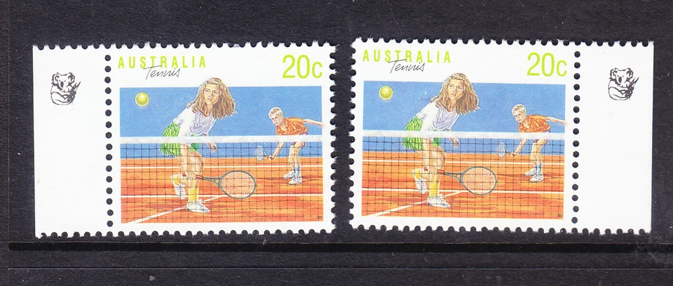 Australia 1990 Deportes 20c Tenis 1 Koala Reimpresión Par MNH Foto 1 de 1
