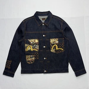 Evisu Seagull Embroidery and Brocade Pocket Relax Fit Denim Jacket Size L - Picture 1 of 20